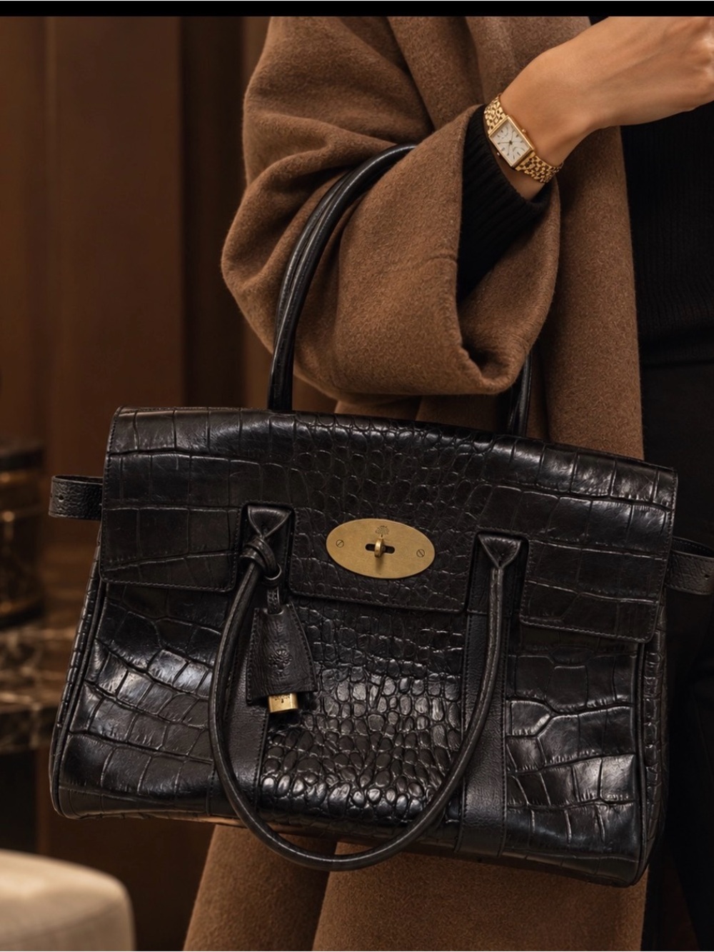 Vintage mulberry croc bayswater
